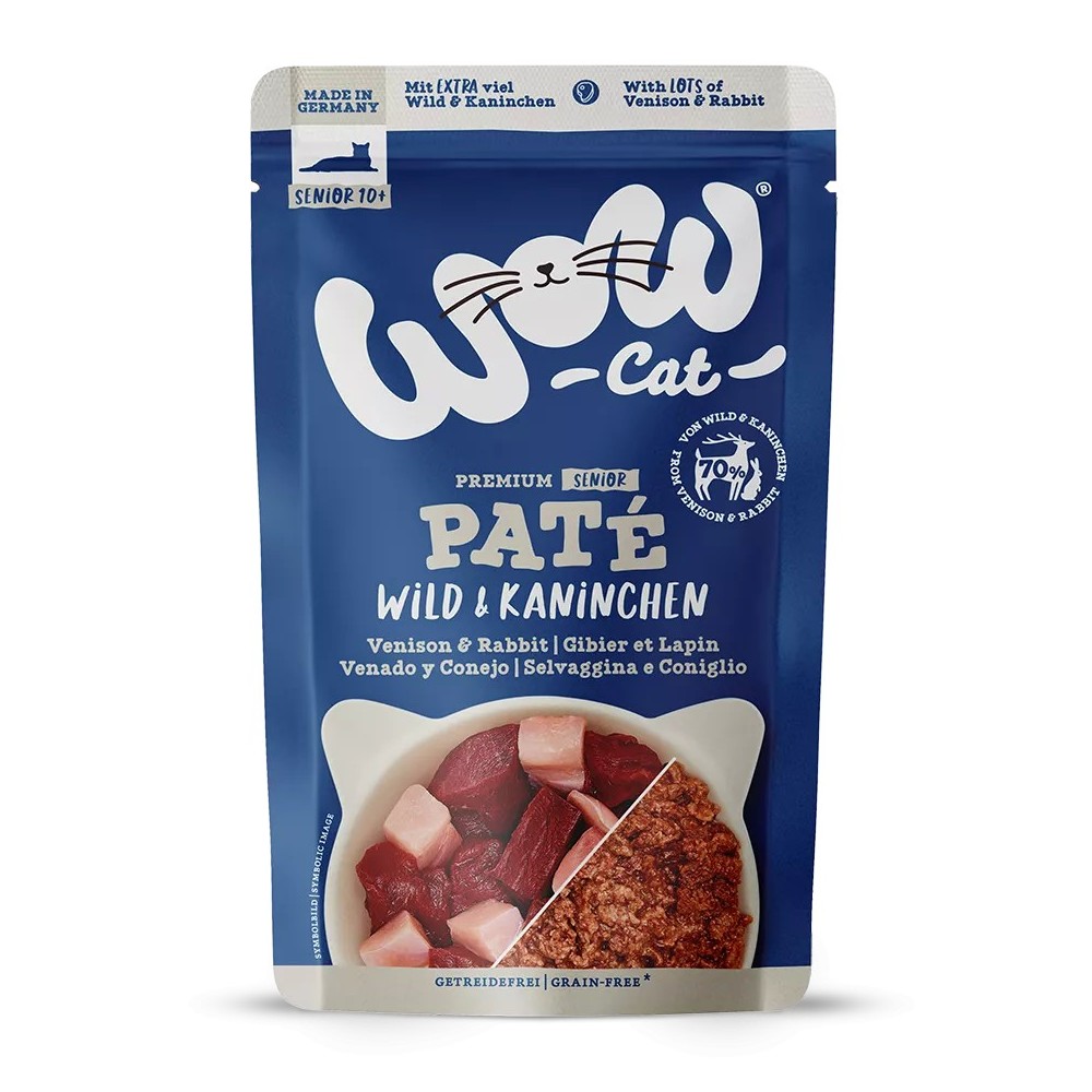 WOW Cat Patè Selvaggina e Coniglio 125g – Umido Grain Free per Gatti Adulti