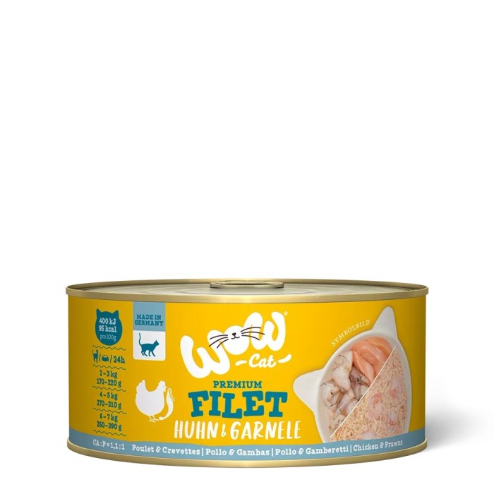 WOW Cat Filetto di Pollo con Gamberetti 70g - Umido naturale per gatti adulti