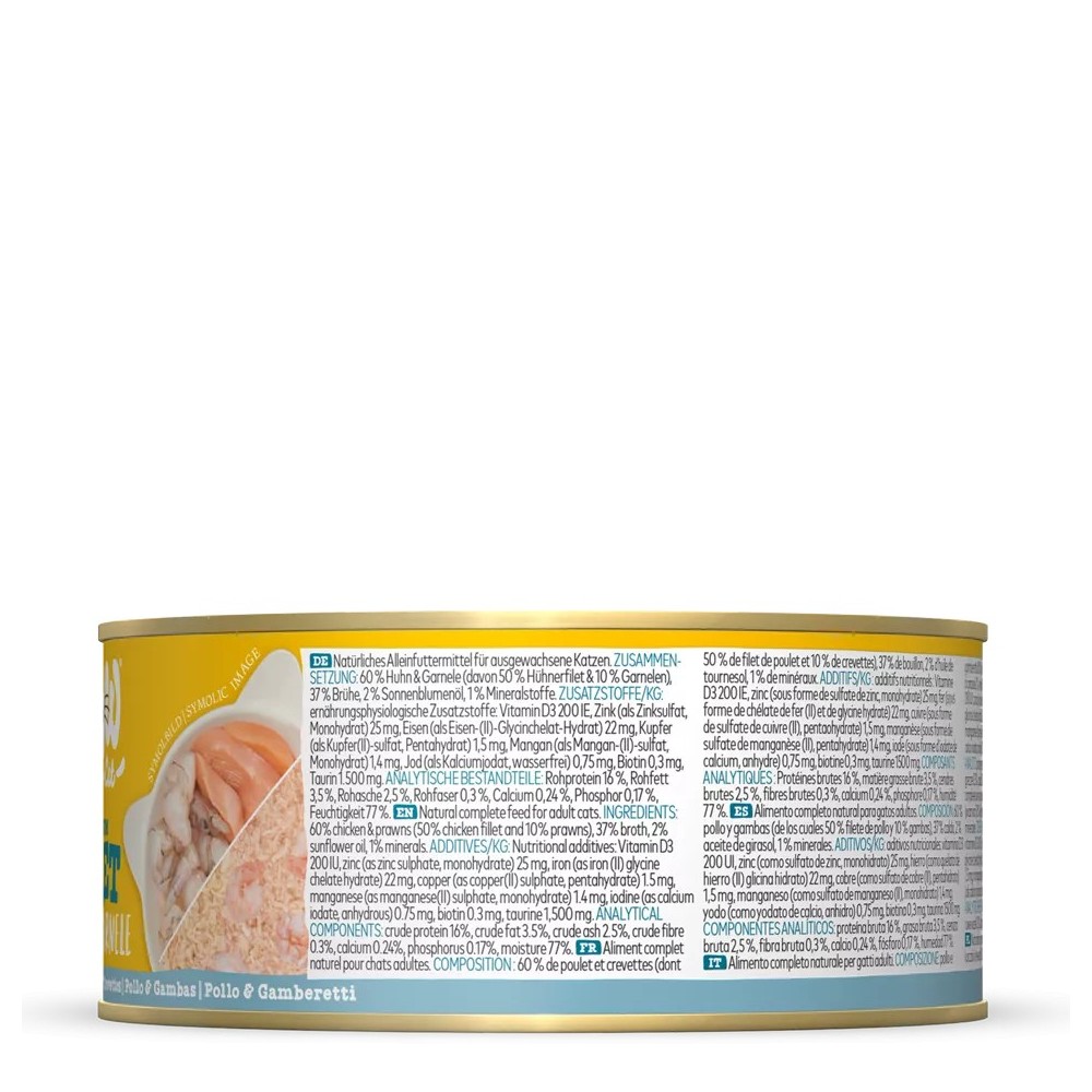 WOW Cat Filetto di Pollo con Gamberetti 70g - Umido naturale per gatti adulti