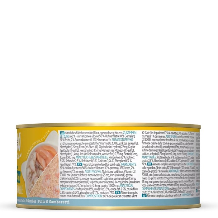 WOW Cat Filetto di Pollo con Gamberetti 70g - Umido naturale per gatti adulti