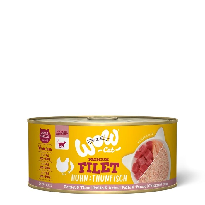 WOW Cat Filetto di Pollo e Tonno 70g – Umido Naturale per Gatti Adulti