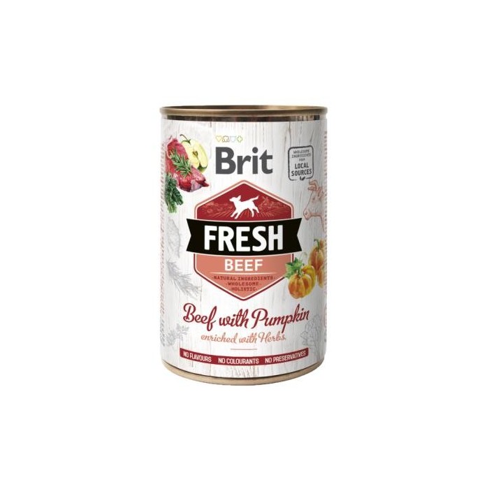 BRIT FRESH Manzo e Zucca 400g – Umido naturale per cani con carne fresca