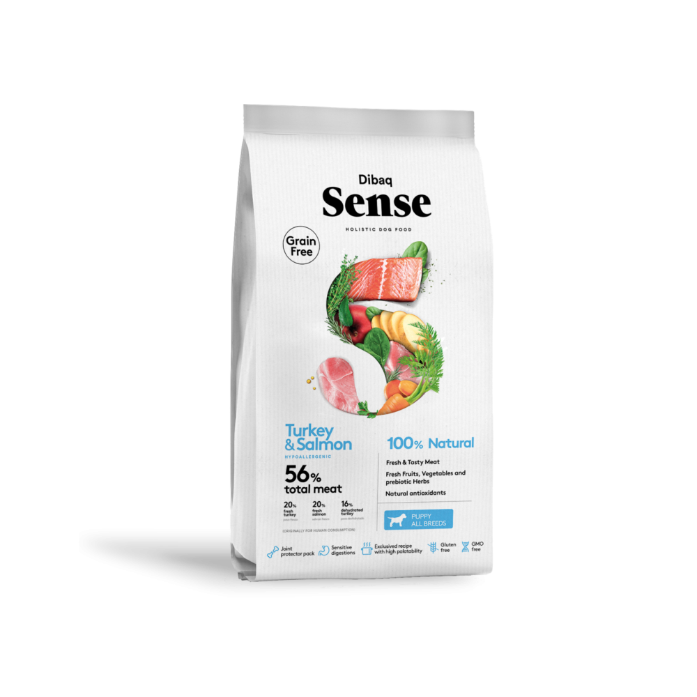 Dibaq Sense Puppy Salmone e Tacchino 12kg – Crocchette Grain Free per Cuccioli