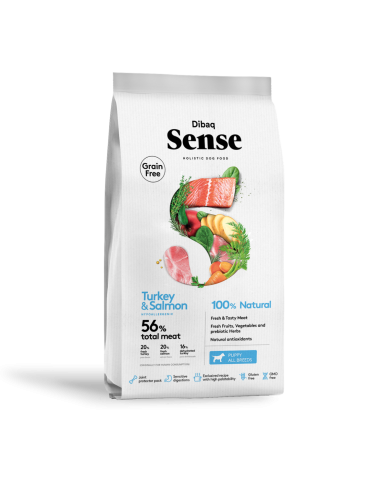 Dibaq Sense Puppy Salmone e Tacchino 2kg – Crocchette Grain Free per Cuccioli
