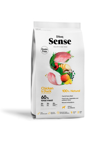 Dibaq Sense Grain Free Chicken & Duck 12kg – Crocchette senza cereali con Pollo e Anatra per Cani Adulti