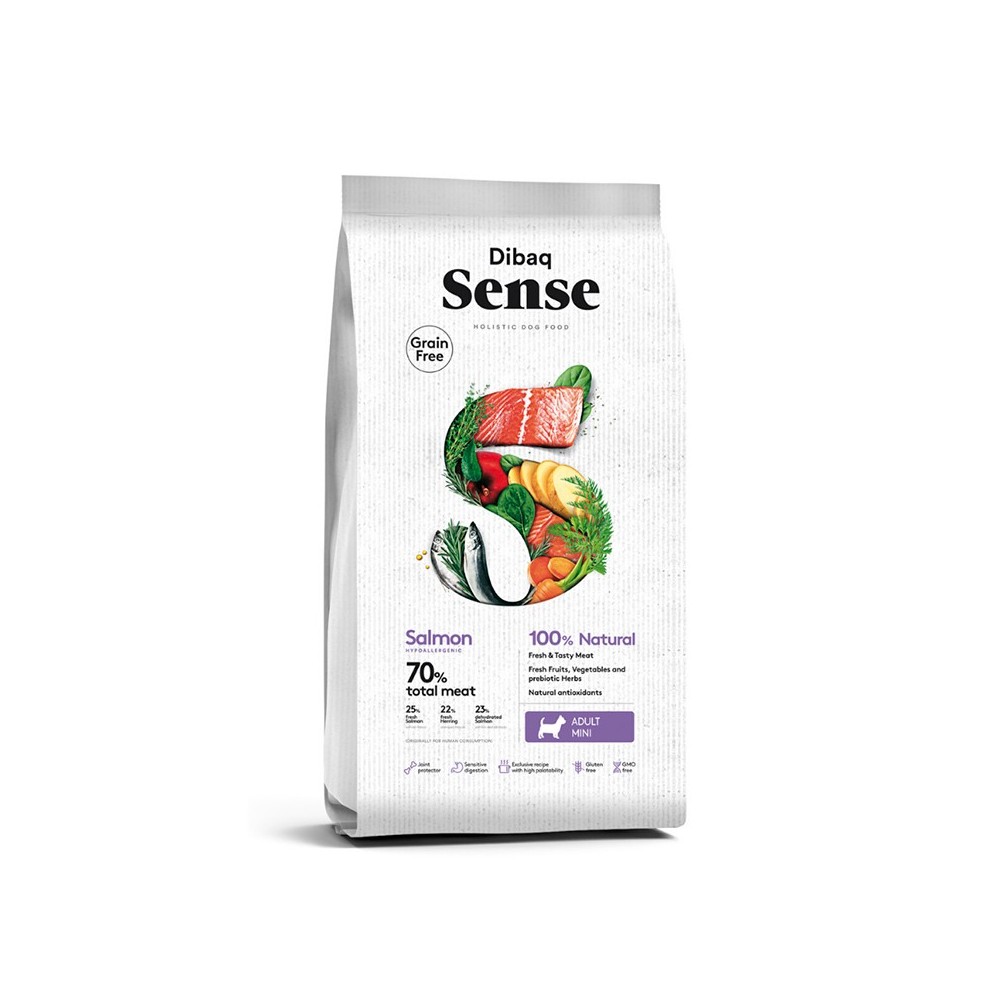 Dibaq Sense Grain Free Salmon Mini 2kg – Crocchette ipoallergeniche senza cereali al salmone
