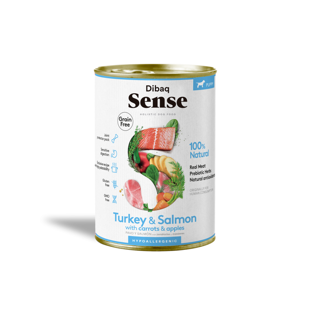 Dibaq Sense Wet Grain Free Salmon & Turkey Puppy 380g – Umido senza cereali per cuccioli