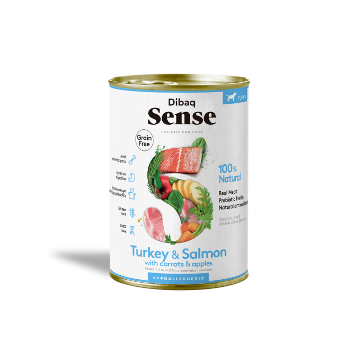 Dibaq Sense Wet Grain Free Salmon & Turkey Puppy 380g – Umido senza cereali per cuccioli