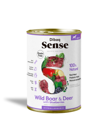 Dibaq Sense Wet Grain Free Wild Boar & Deer 380g – Umido naturale senza cereali con cinghiale e cervo