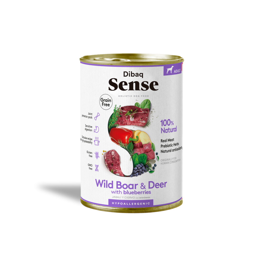Dibaq Sense Wet Grain Free Wild Boar & Deer 380g – Umido naturale senza cereali con cinghiale e cervo