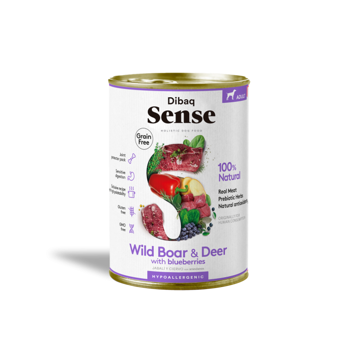 Dibaq Sense Wet Grain Free Wild Boar & Deer 380g – Umido naturale senza cereali con cinghiale e cervo