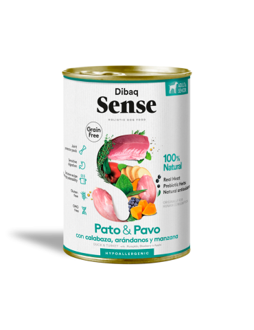 Dibaq Sense Wet Grain Free Duck & Turkey 380g – Umido senza cereali con anatra e tacchino fresco.
