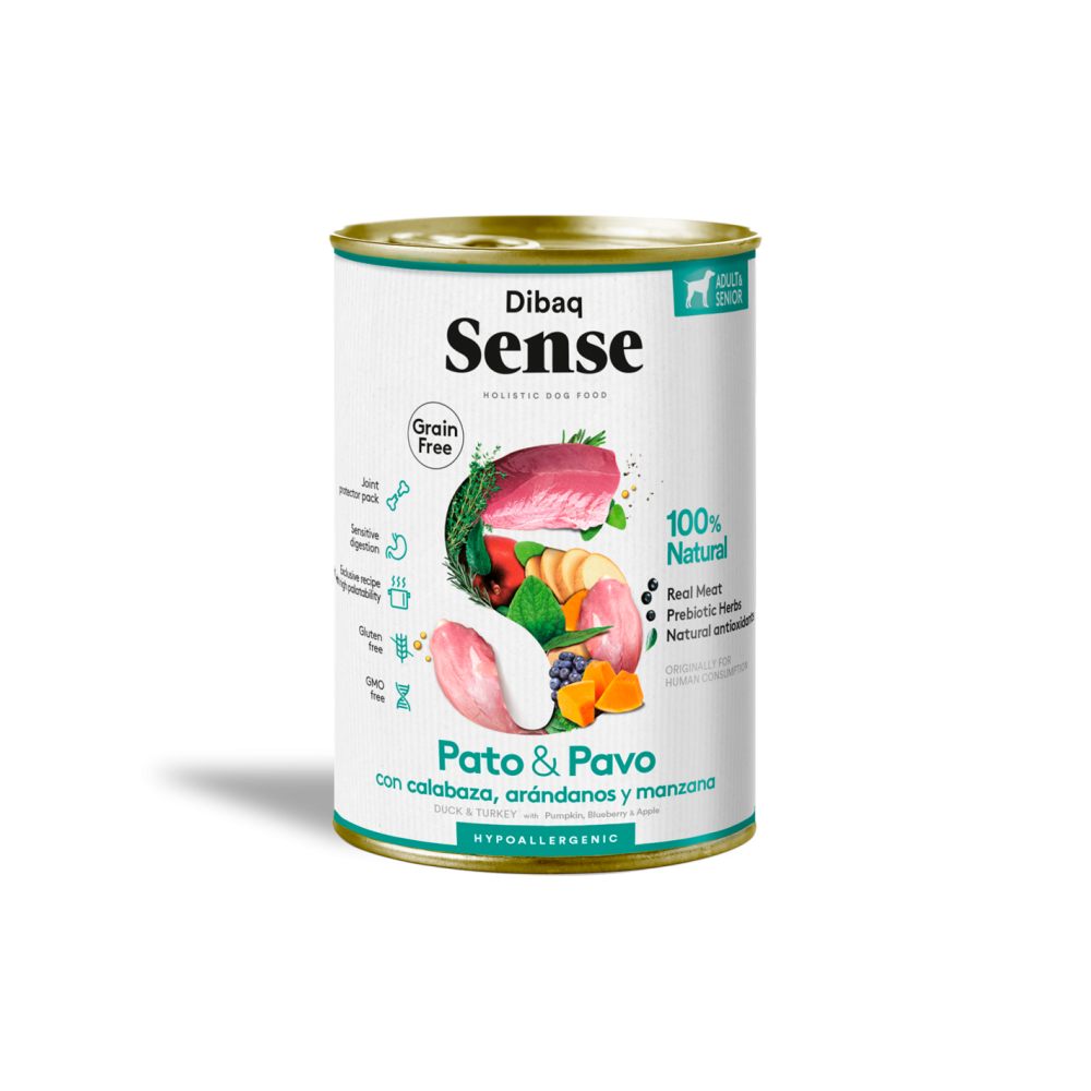 Dibaq Sense Wet Grain Free Duck & Turkey 380g – Umido senza cereali con anatra e tacchino fresco.