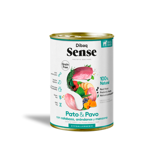 Dibaq Sense Wet Grain Free Duck & Turkey 380g – Umido senza cereali con anatra e tacchino fresco.