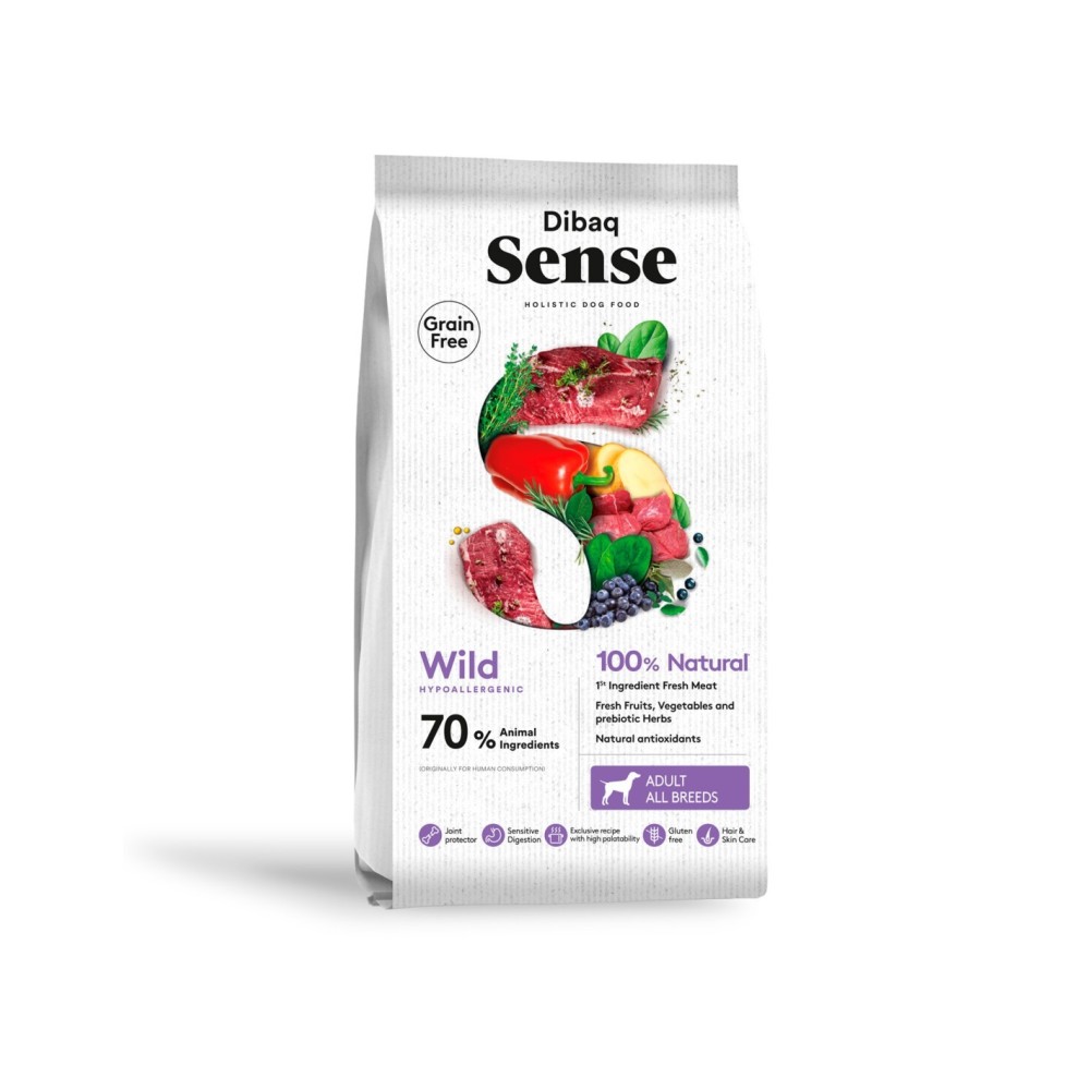 Dibaq Sense Grain Free Wild Boar & Deer 2kg – Crocchette senza cereali con cinghiale e cervo per cani
