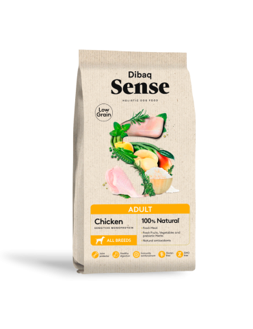 Dibaq Sense Low Grain Adult Pollo 12kg – Crocchette Naturali con Pollo e Riso