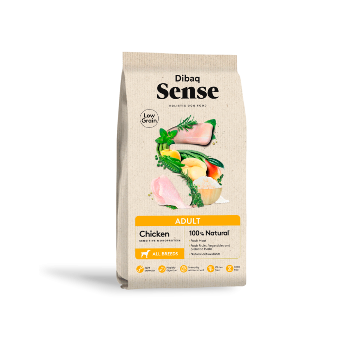 Dibaq Sense Low Grain Adult Pollo 2kg – Crocchette Naturali con Pollo e Riso
