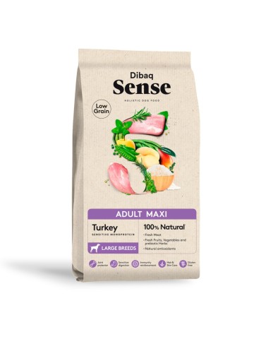 Dibaq Sense Low Grain Adult Maxi Tacchino 12kg – Crocchette Naturali per Cani di Taglia Grande