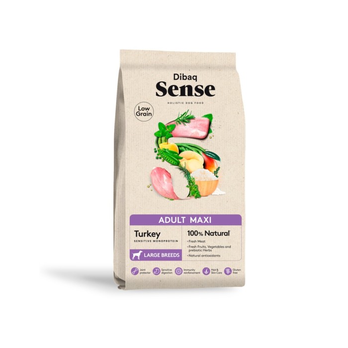 Dibaq Sense Low Grain Adult Maxi Tacchino 12kg – Crocchette Naturali per Cani di Taglia Grande