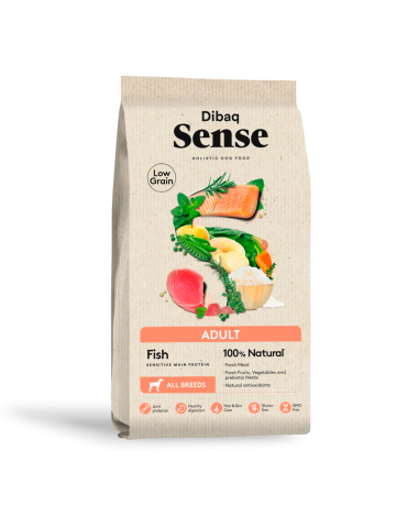 Dibaq Sense Low Grain Adult Pesce 12kg – Crocchette Naturali al Salmone e Tonno per Cani Adulti