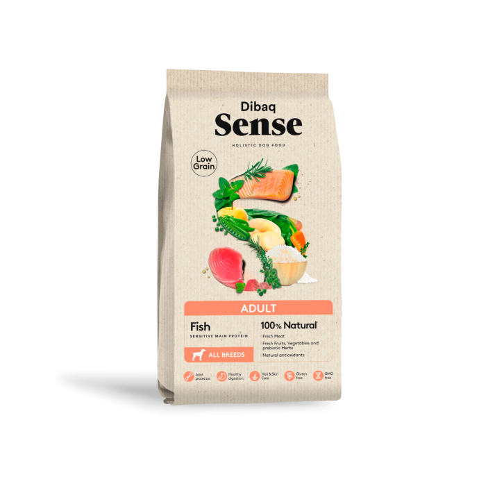 Dibaq Sense Low Grain Adult Pesce 2kg – Crocchette Naturali al Salmone e Tonno per Cani Adulti