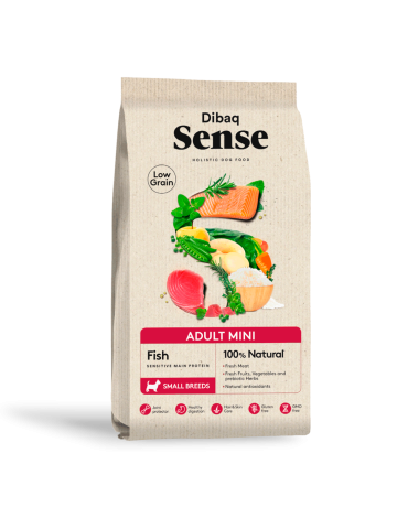 Dibaq Sense Low Grain Adult Mini Pesce 2kg – Crocchette Naturali per Cani di Piccola Taglia