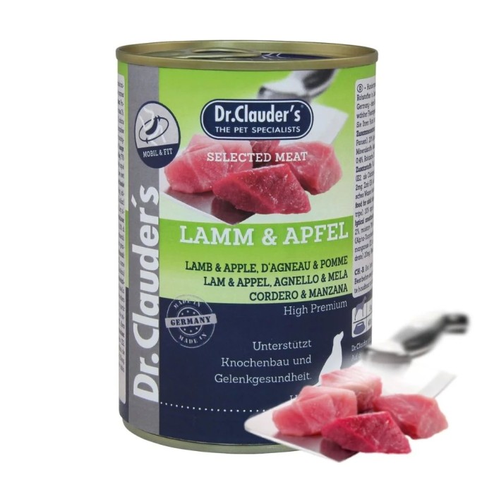 Dr.Clauder’s Selected Meat Agnello e Mela 400g | Alimento umido naturale per cani adulti
