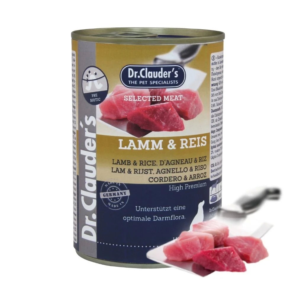Dr.Clauder’s Selected Meat Agnello e Riso 400g | Alimento umido naturale per cani adulti