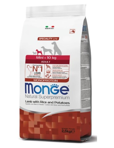 Monge Mini Adult Cane Agnello Monoprotein 2,5 Kg | Zoopluto