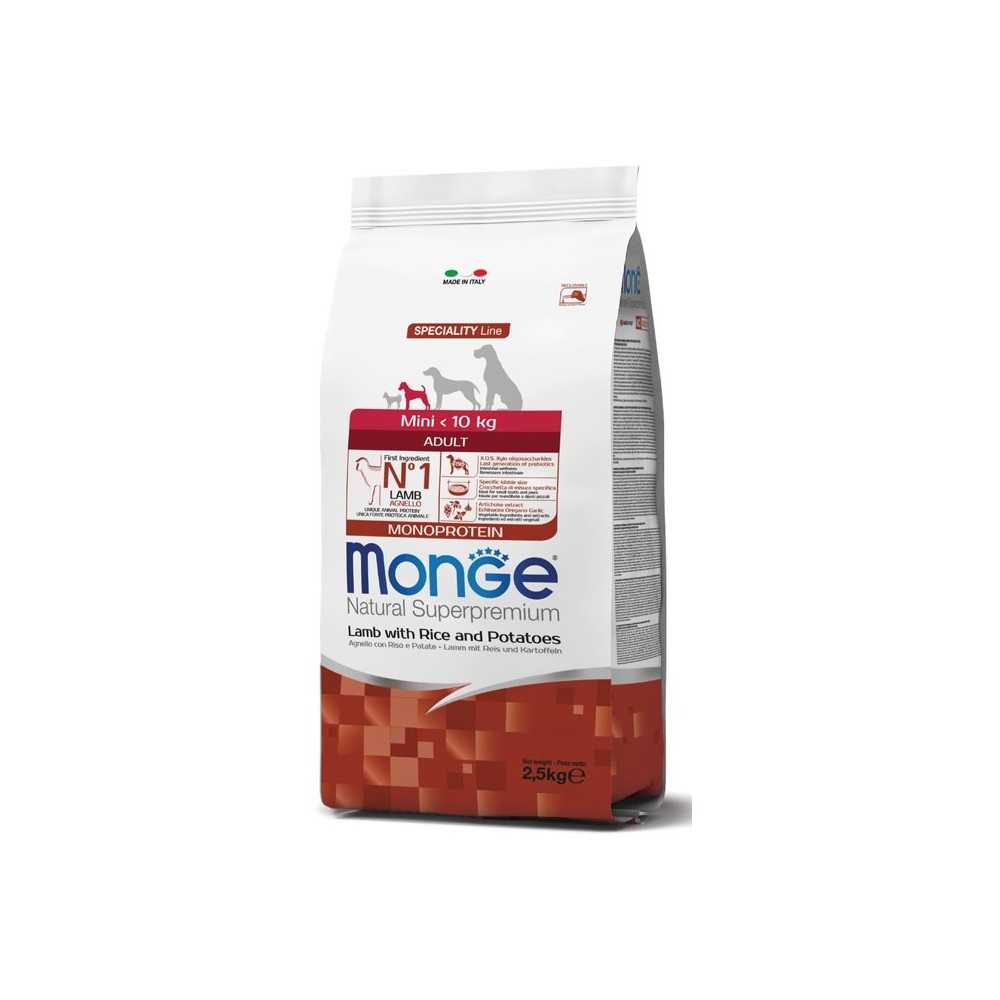 Monge Mini Adult Cane Agnello Monoprotein 2,5 Kg | Zoopluto