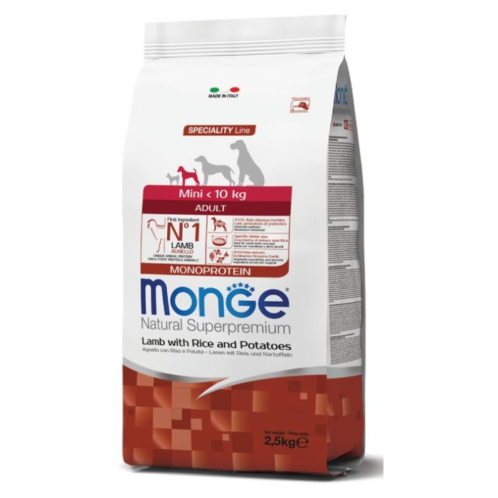 Monge Mini Adult Cane Agnello Monoprotein 2,5 Kg | Zoopluto
