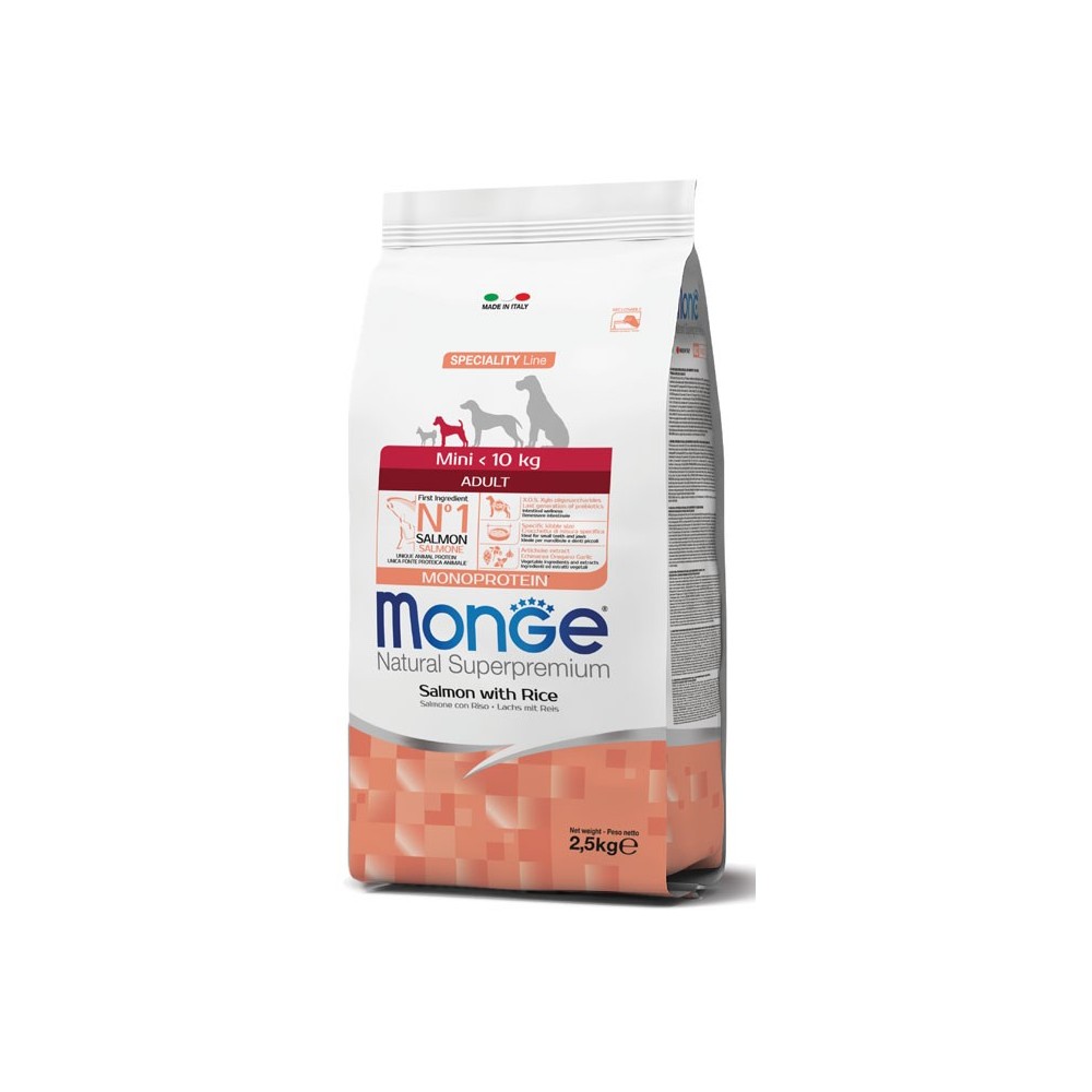Monge Mini Adult Cane Salmone Monoprotein 2,5 Kg | Zoopluto