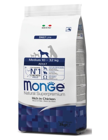 Monge Natural Superpremium Medium Adult Ricco in Pollo 3Kg | Zoopluto