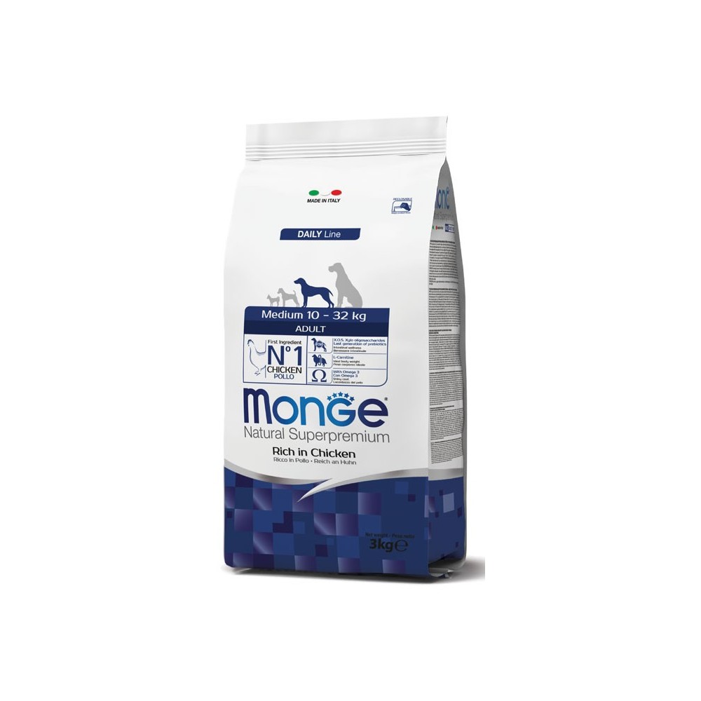 Monge Natural Superpremium Medium Adult Ricco in Pollo 3Kg | Zoopluto
