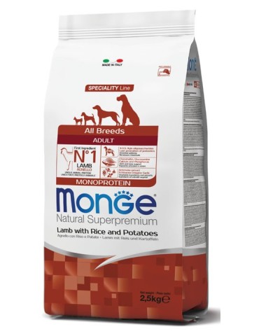 Monge All Breeds Adult Cane Agnello Riso Patate 2,5 Kg | Zoopluto