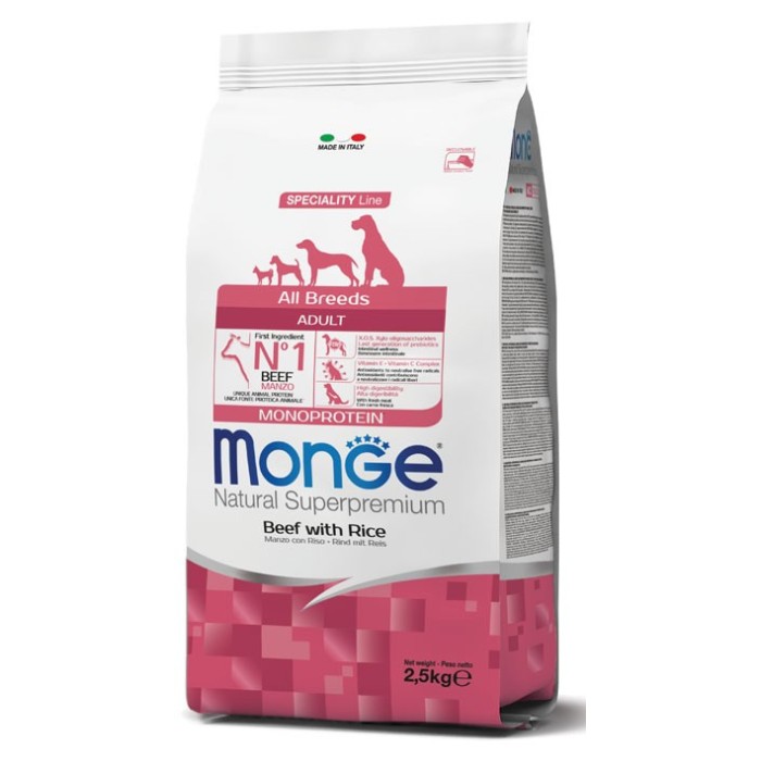 Monge All Breeds Adult Cane Manzo Riso 2,5 Kg | Zoopluto