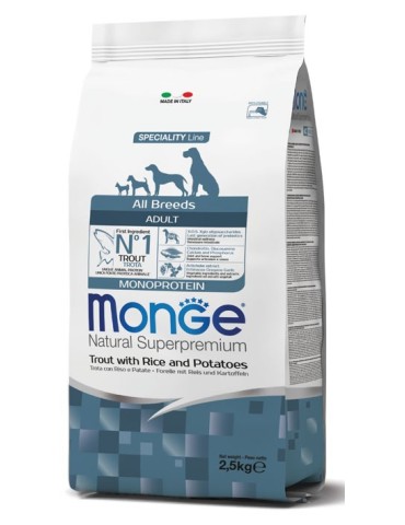 Monge All Breeds Adult Cane Trota Riso Patate 2,5 Kg | Zoopluto