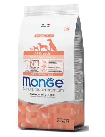 Monge All Breeds Puppy Cane Salmone Riso Monoprotein 12 Kg | Zoopluto