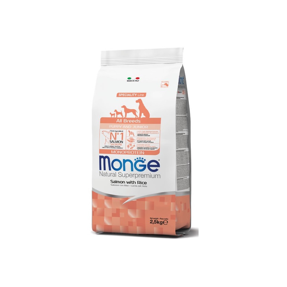 Monge All Breeds Puppy Cane Salmone Riso Monoprotein 2,5 Kg | Zoopluto