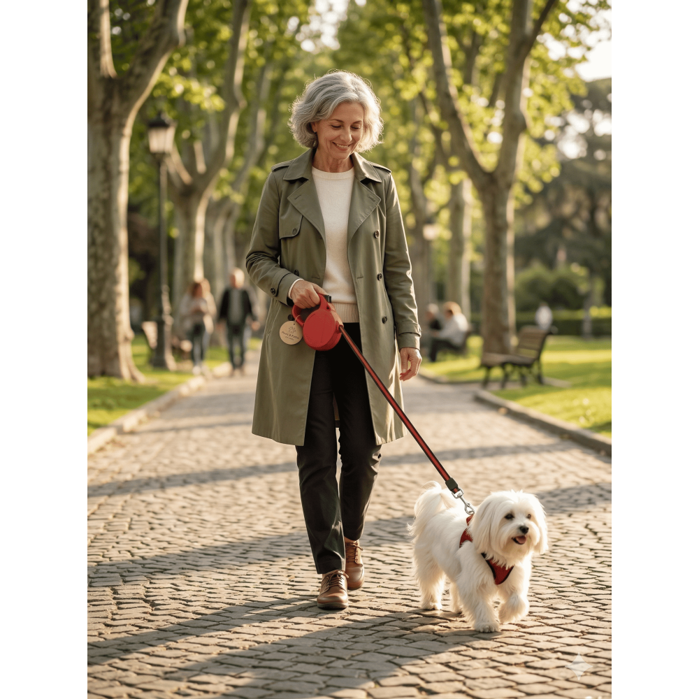 Guinzaglio Retrattile 5m Rosso per Cani