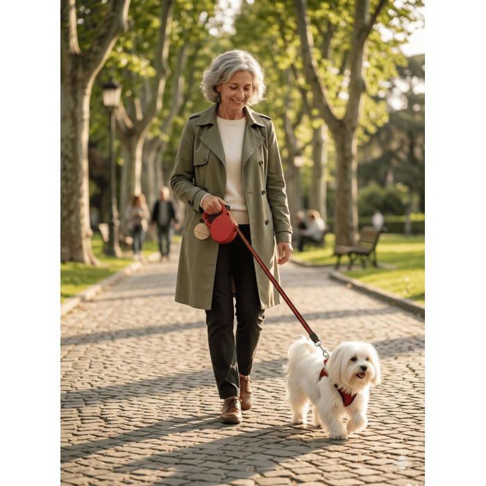 Guinzaglio Retrattile 5m Rosso per Cani