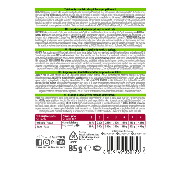 Bustine Gatto Natural Trainer Adult Salmone 85 g