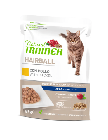 Bustine Gatto Natural Trainer Hairball Pollo 85 g