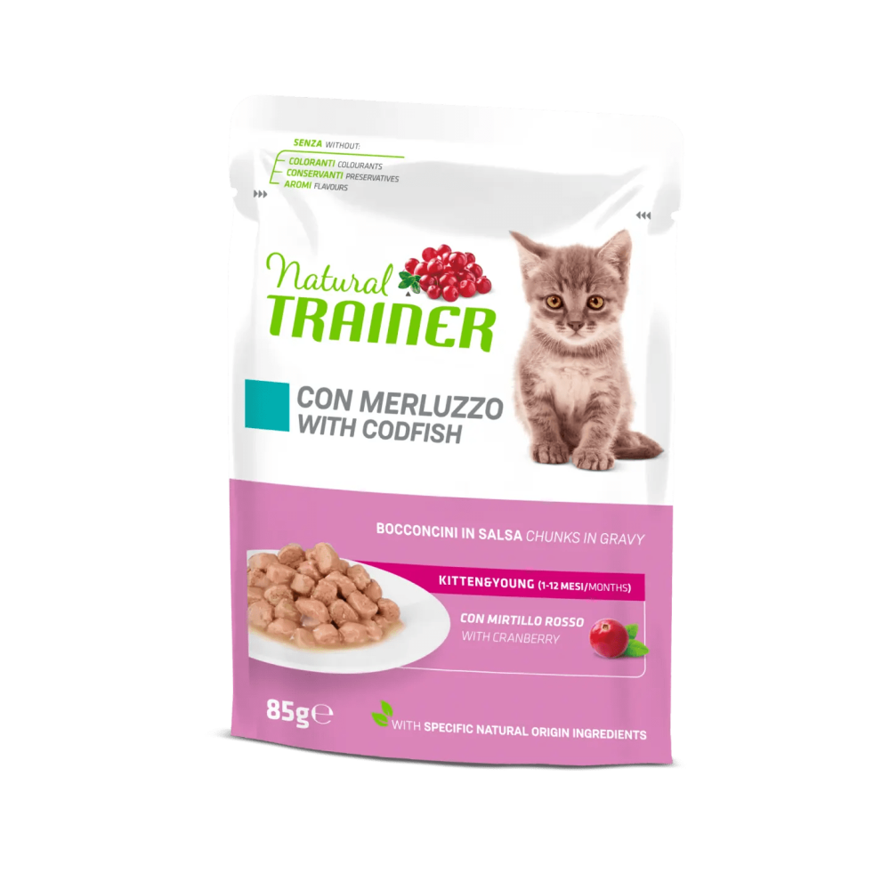 Bustine Gatto Natural Trainer Kitten Merluzzo 85 g