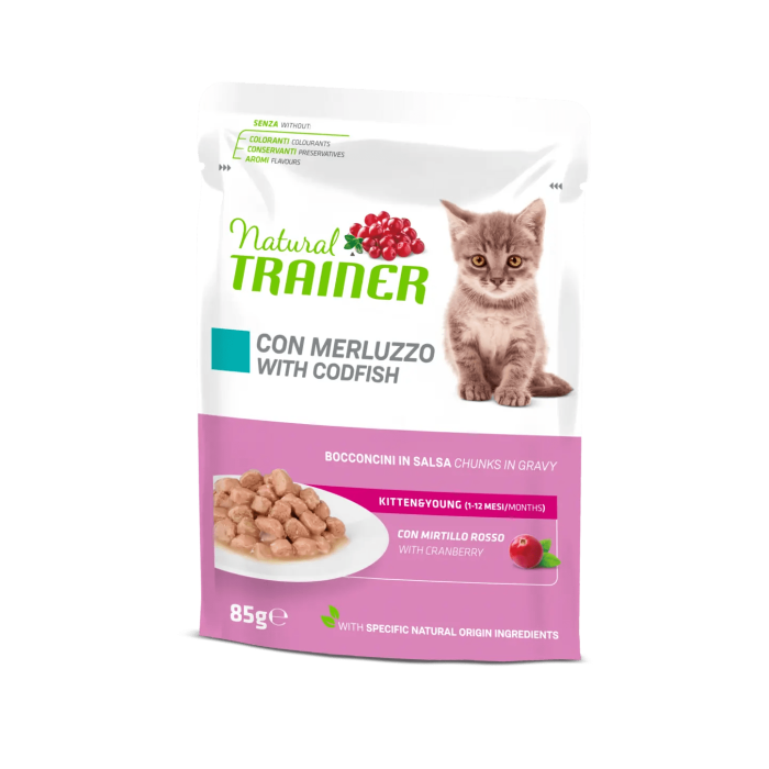 Bustine Gatto Natural Trainer Kitten Merluzzo 85 g