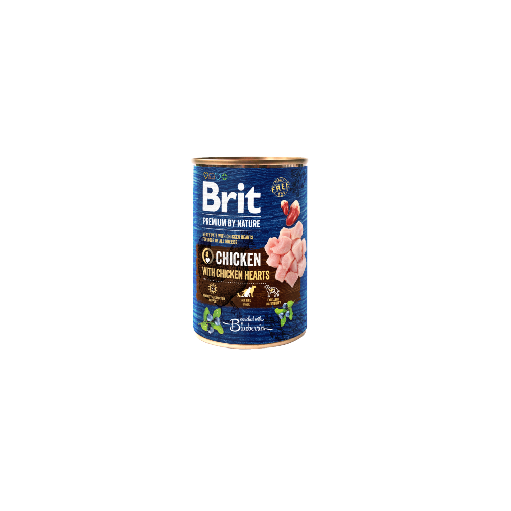 Brit BP Chicken-Hearts 800g - Umido Naturale con Pollo e Cuori per Cani