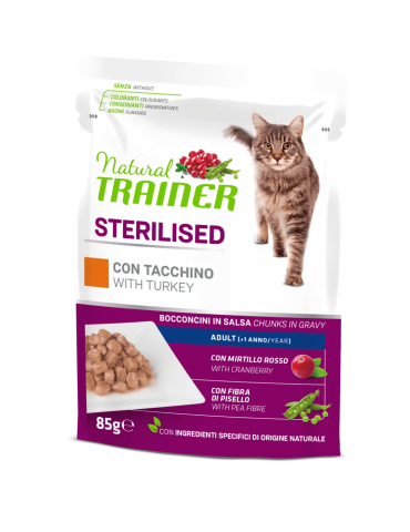Bustine Gatto Natural Trainer Sterilised Tacchino 85 g