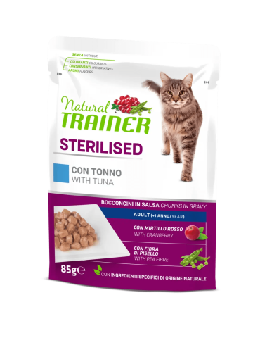 Bustine Gatto Natural Trainer Sterilised Tonno 85 g