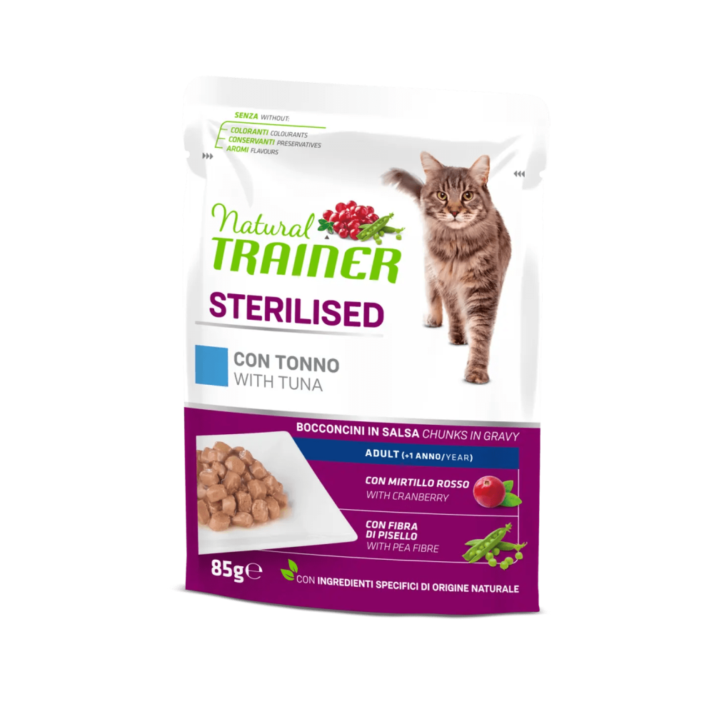 Bustine Gatto Natural Trainer Sterilised Tonno 85 g