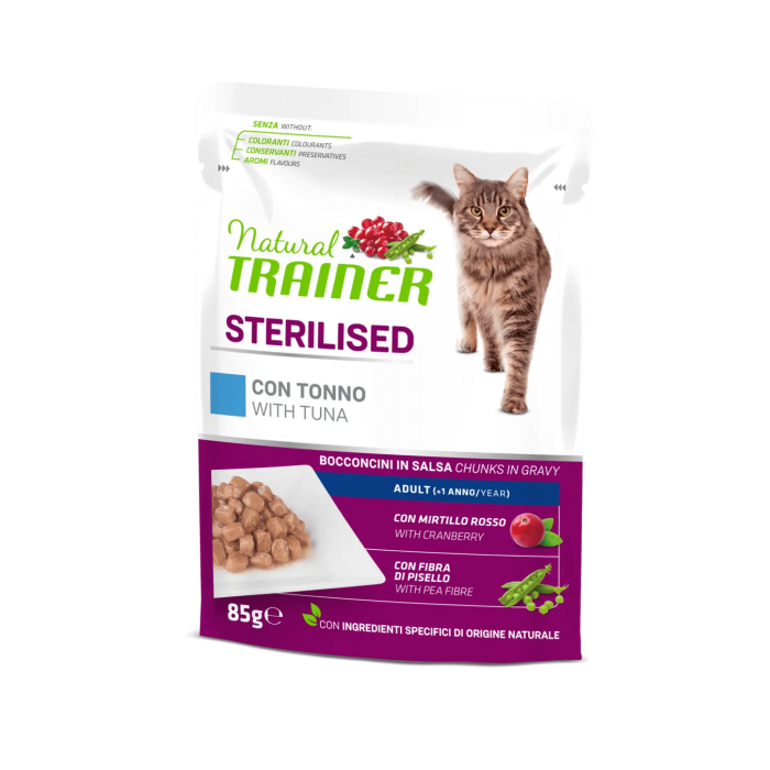 Bustine Gatto Natural Trainer Sterilised Tonno 85 g